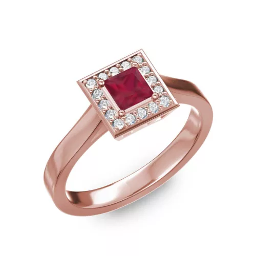 Ékszerpalota eljegyzési gyűrű 0,4ct princess rubinnal BRK292 rozé arany