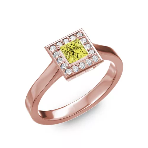 Ékszerpalota eljegyzési gyűrű 0,4ct sárga princess gyémánttal BRK292 rozé arany
