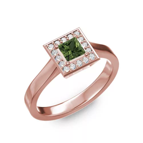Ékszerpalota eljegyzési gyűrű 0,4ct zöld princess zafírral BRK292 rozé arany