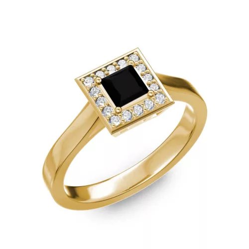 Ékszerpalota eljegyzési gyűrű 0,4ct fekete princess gyémánttal BRK292 sárga arany