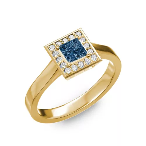 Ékszerpalota eljegyzési gyűrű 0,4ct kék princess gyémánttal BRK292 sárga arany