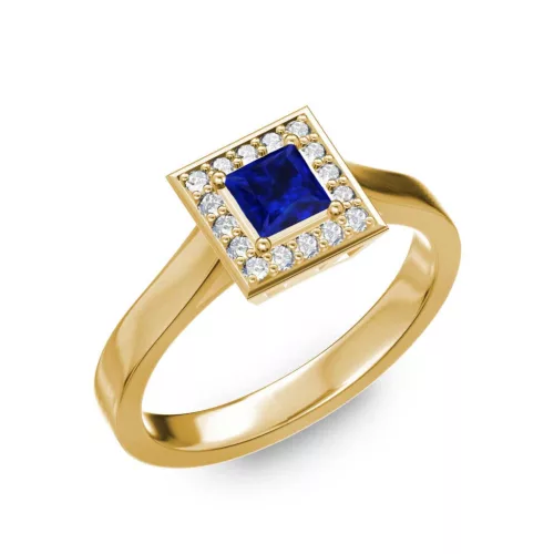 Ékszerpalota eljegyzési gyűrű 0,4ct kék diffusion princess zafírral BRK292 sárga arany