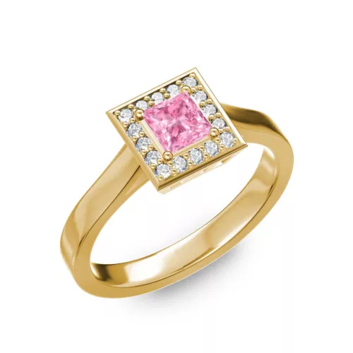 Ékszerpalota eljegyzési gyűrű 0,4ct pink princess zafírral BRK292 sárga arany