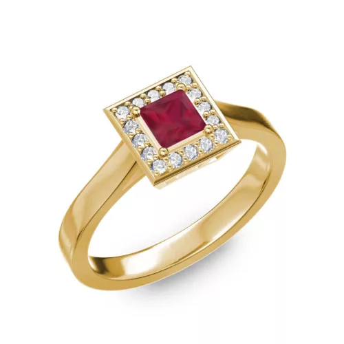Ékszerpalota eljegyzési gyűrű 0,4ct princess rubinnal BRK292 sárga arany