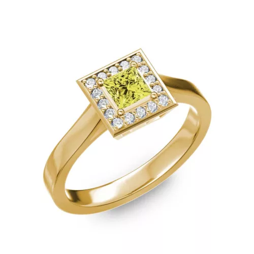 Ékszerpalota eljegyzési gyűrű 0,4ct sárga princess gyémánttal BRK292 sárga arany