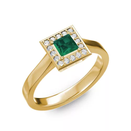 Ékszerpalota eljegyzési gyűrű 0,4ct princess smaragddal BRK292 sárga arany