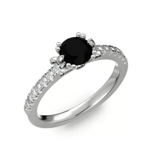 Ékszerpalota eljegyzési gyűrű 0.8ct fekete gyémánttal BRK298 fehér arany