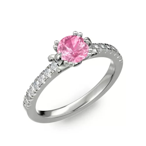 Ékszerpalota eljegyzési gyűrű 0.8ct pink zafírral BRK298 fehér arany
