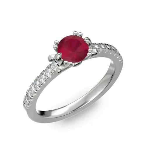 Ékszerpalota eljegyzési gyűrű 0.8ct rubinnal BRK298 fehér arany