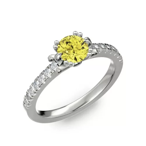 Ékszerpalota eljegyzési gyűrű 0.8ct sárga gyémánttal BRK298 fehér arany