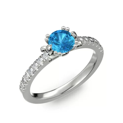 Ékszerpalota eljegyzési gyűrű 0.8ct kék topázzal BRK298 fehér arany