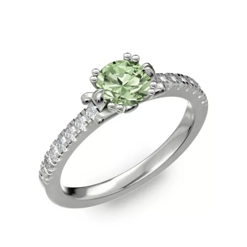 Ékszerpalota eljegyzési gyűrű 0.8ct zöld gyémánttal BRK298 fehér arany