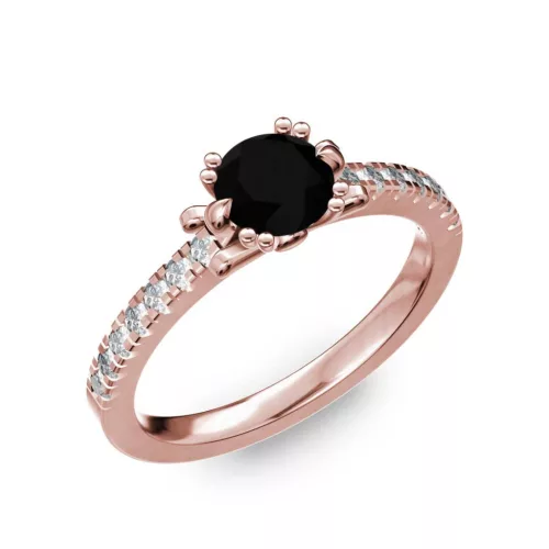 Ékszerpalota eljegyzési gyűrű 0.8ct fekete gyémánttal BRK298 rozé arany