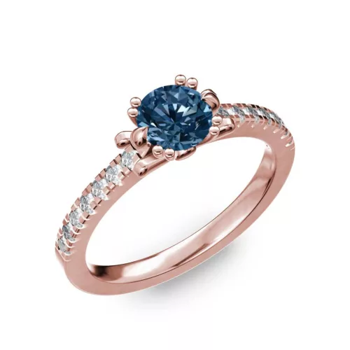 Ékszerpalota eljegyzési gyűrű 0.8ct kék gyémánttal BRK298 rozé arany