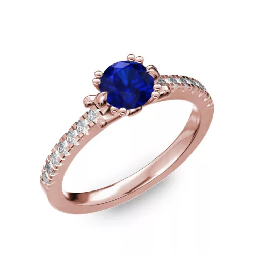 Ékszerpalota eljegyzési gyűrű 0.8ct kék diffusion zafírral BRK298 rozé arany