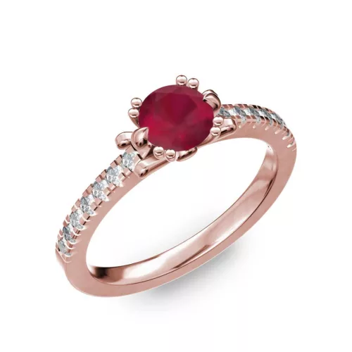 Ékszerpalota eljegyzési gyűrű 0.8ct rubinnal BRK298 rozé arany