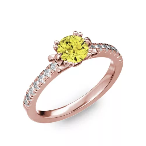 Ékszerpalota eljegyzési gyűrű 0.8ct sárga gyémánttal BRK298 rozé arany