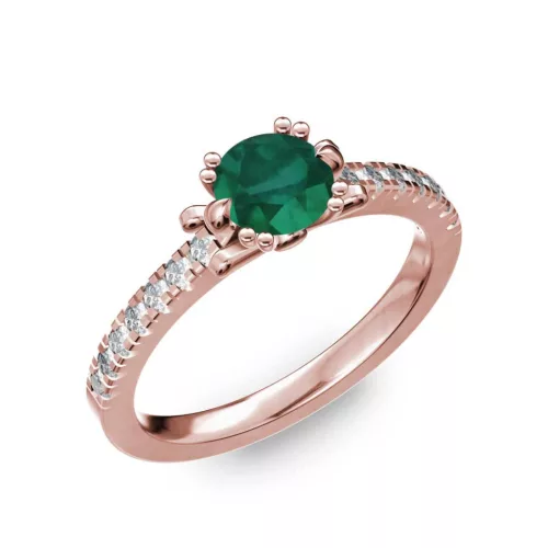 Ékszerpalota eljegyzési gyűrű 0.8ct smaragddal BRK298 rozé arany