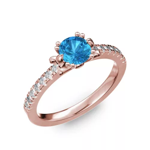 Ékszerpalota eljegyzési gyűrű 0.8ct kék topázzal BRK298 rozé arany