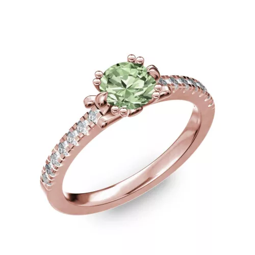 Ékszerpalota eljegyzési gyűrű 0.8ct zöld gyémánttal BRK298 rozé arany