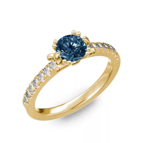 Ékszerpalota eljegyzési gyűrű 0.8ct kék gyémánttal BRK298 sárga arany