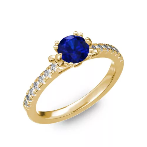 Ékszerpalota eljegyzési gyűrű 0.8ct kék diffusion zafírral BRK298 sárga arany