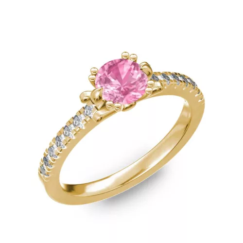 Ékszerpalota eljegyzési gyűrű 0.8ct pink zafírral BRK298 sárga arany
