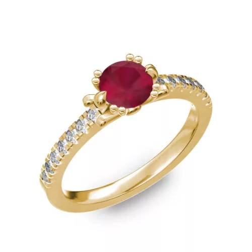 Ékszerpalota eljegyzési gyűrű 0.8ct rubinnal BRK298 sárga arany