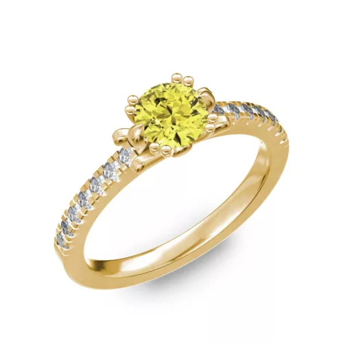 Ékszerpalota eljegyzési gyűrű 0.8ct sárga gyémánttal BRK298 sárga arany