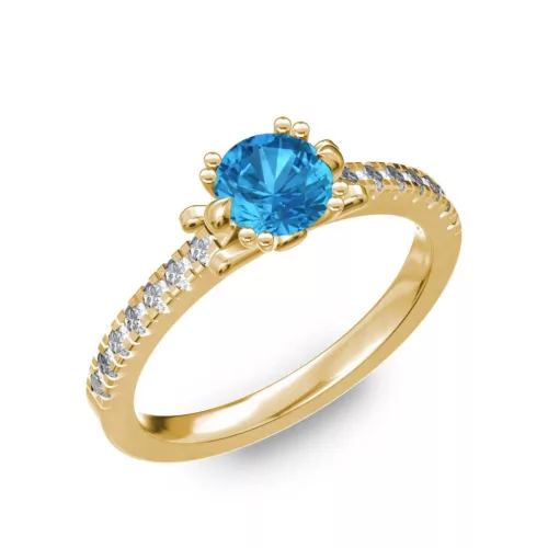 Ékszerpalota eljegyzési gyűrű 0.8ct kék topázzal BRK298 sárga arany