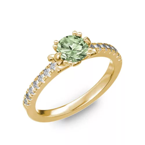 Ékszerpalota eljegyzési gyűrű 0.8ct zöld gyémánttal BRK298 sárga arany