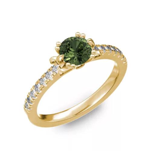 Ékszerpalota eljegyzési gyűrű 0.8ct zöld zafírral BRK298 sárga arany