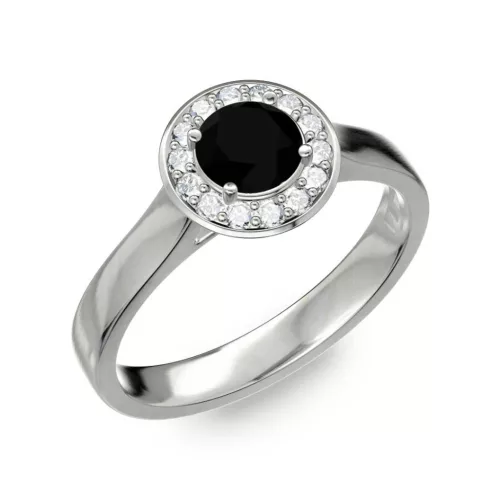 Ékszerpalota eljegyzési gyűrű 0.5ct fekete gyémánttal BRK299 fehér arany