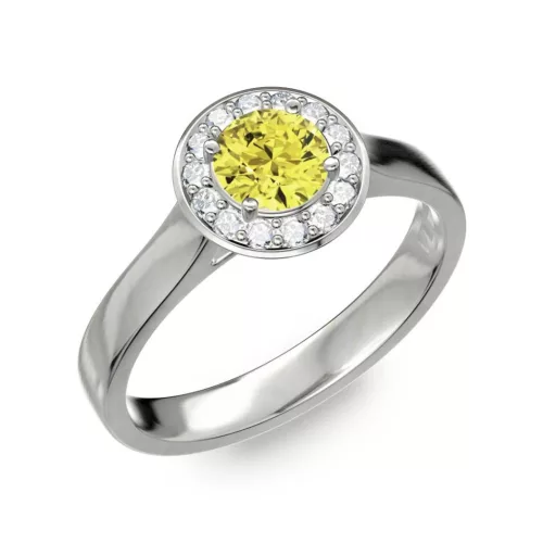 Ékszerpalota eljegyzési gyűrű 0.5ct sárga gyémánttal BRK299 fehér arany