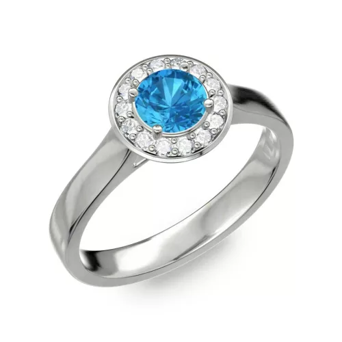 Ékszerpalota eljegyzési gyűrű 0.5ct kék topázzal BRK299 fehér arany