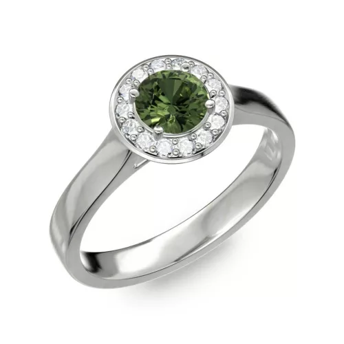 Ékszerpalota eljegyzési gyűrű 0.5ct zöld zafírral BRK299 platina