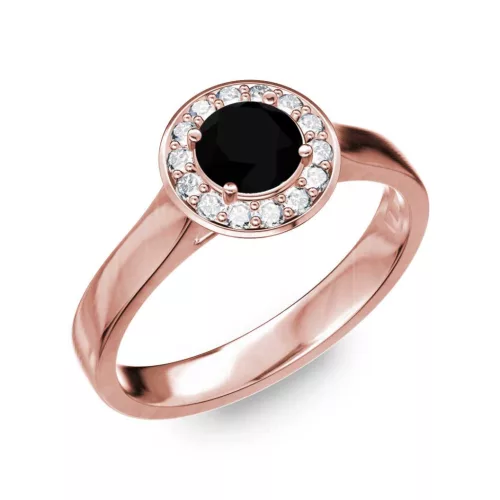 Ékszerpalota eljegyzési gyűrű 0.5ct fekete gyémánttal BRK299 rozé arany
