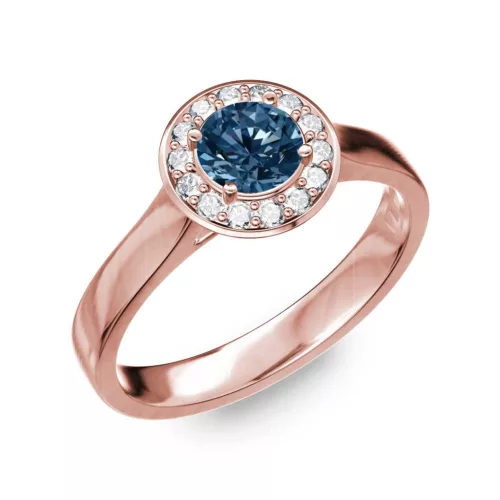 Ékszerpalota eljegyzési gyűrű 0.5ct kék gyémánttal BRK299 rozé arany
