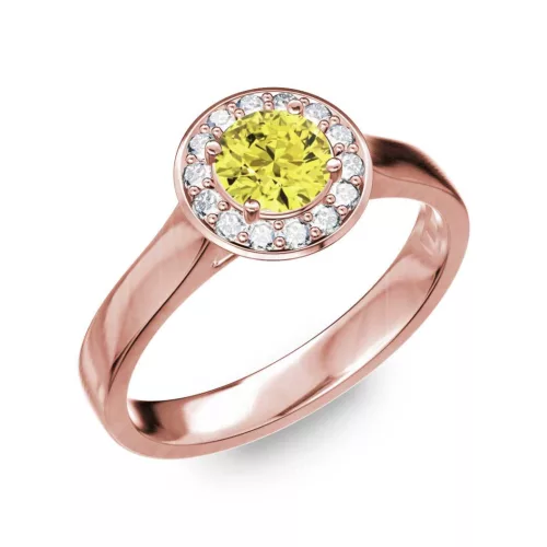 Ékszerpalota eljegyzési gyűrű 0.5ct sárga gyémánttal BRK299 rozé arany