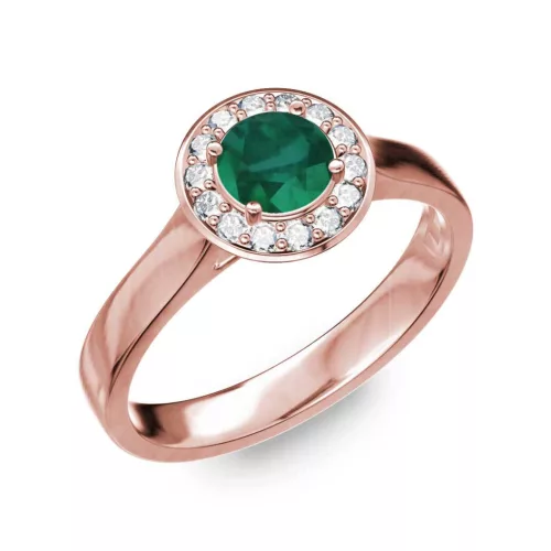 Ékszerpalota eljegyzési gyűrű 0.5ct smaragddal BRK299 rozé arany