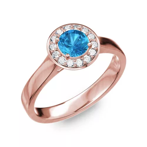 Ékszerpalota eljegyzési gyűrű 0.5ct kék topázzal BRK299 rozé arany