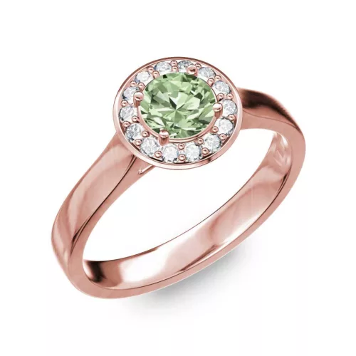 Ékszerpalota eljegyzési gyűrű 0.5ct zöld gyémánttal BRK299 rozé arany