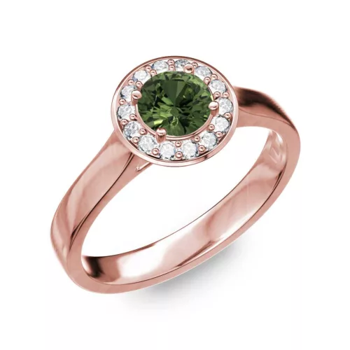 Ékszerpalota eljegyzési gyűrű 0.5ct zöld zafírral BRK299 rozé arany