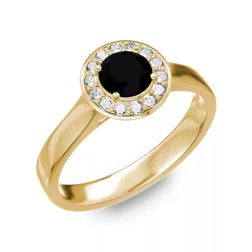 Ékszerpalota eljegyzési gyűrű 0.5ct fekete gyémánttal BRK299 sárga arany