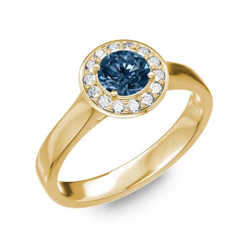 Ékszerpalota eljegyzési gyűrű 0.5ct kék gyémánttal BRK299 sárga arany
