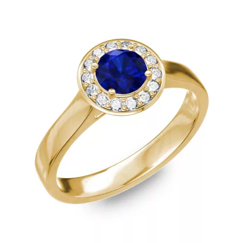 Ékszerpalota eljegyzési gyűrű 0.5ct kék diffusion zafírral BRK299 sárga arany