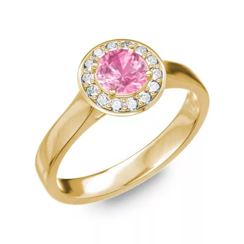Ékszerpalota eljegyzési gyűrű 0.5ct pink zafírral BRK299 sárga arany