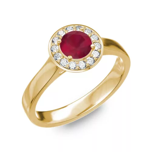 Ékszerpalota eljegyzési gyűrű 0.5ct rubinnal BRK299 sárga arany