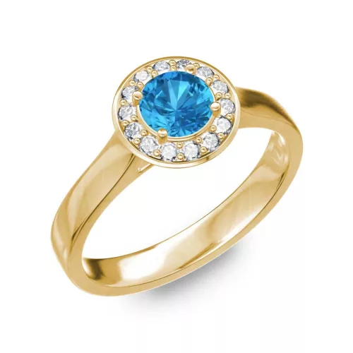 Ékszerpalota eljegyzési gyűrű 0.5ct kék topázzal BRK299 sárga arany