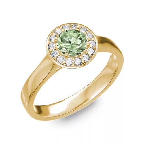 Ékszerpalota eljegyzési gyűrű 0.5ct zöld gyémánttal BRK299 sárga arany